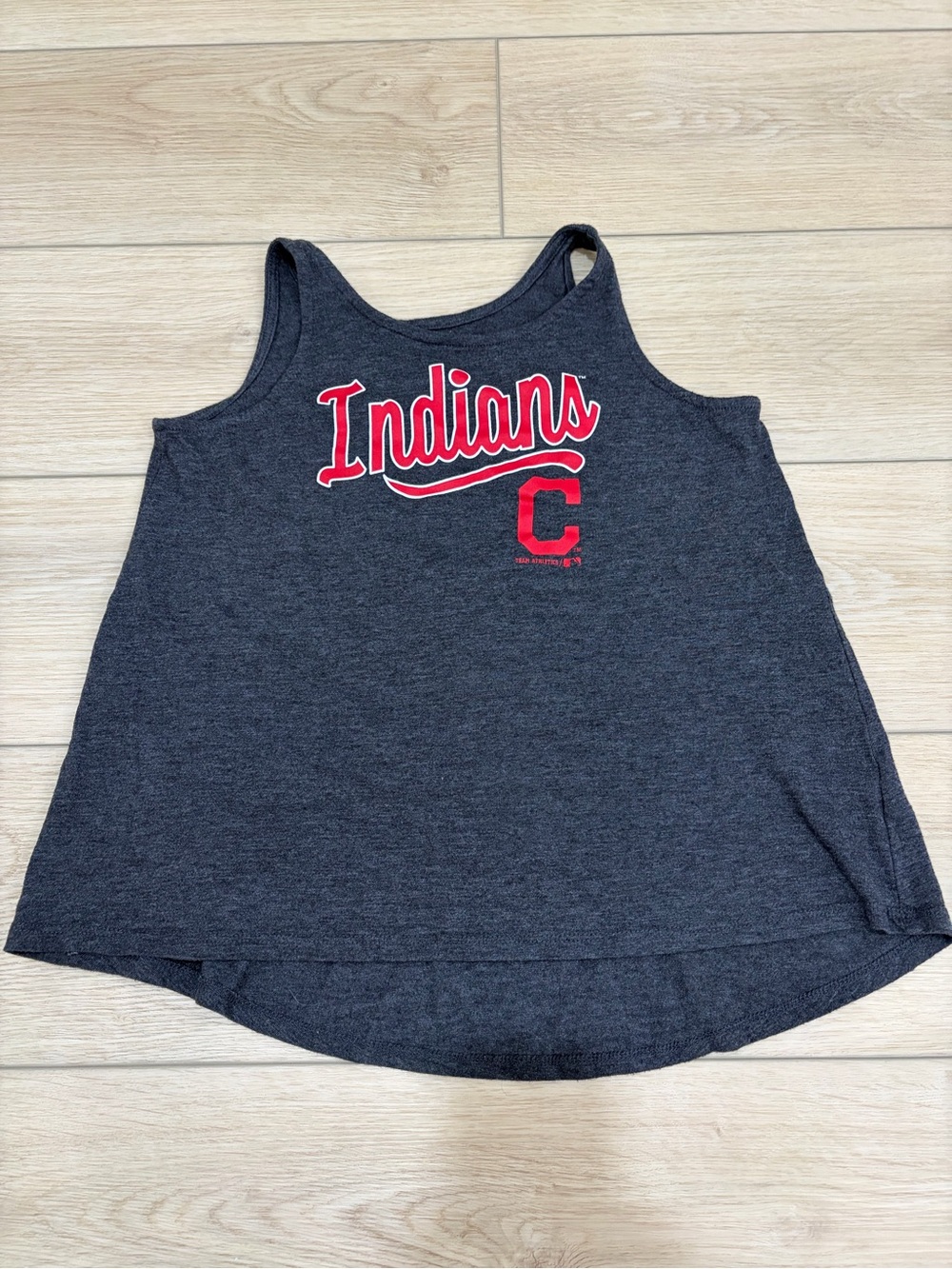 Cleveland Indians Girls Graphic Y2K Charcoal Racerback Tank Top. Size10-12